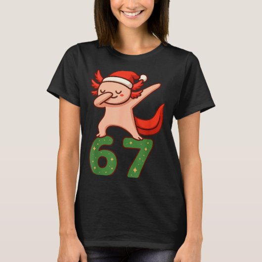 Christmas Axolotl Dabbing 67 Meme Six Seven Funny  T-shirt (Voorkant)