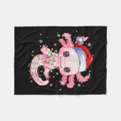 Christmas Axolotl Santa Hat Lights Japanese Cute A Fleece Deken (Voorkant (Horizontaal))
