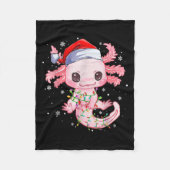 Christmas Axolotl Santa Hat Lights Japanese Cute A Fleece Deken (Voorkant)