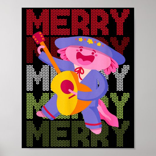 Christmas Axolotl Ugly Sweater Funny Christmas Sno Poster (Voorkant)