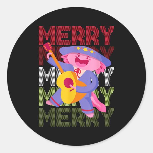 Christmas Axolotl Ugly Sweater Funny Christmas Sno Ronde Sticker (Voorkant)