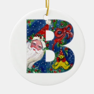 CHRISTMAS B BRIEF / SANTA CLAUS MET RODE RIBBON KERAMISCH ORNAMENT