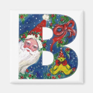 CHRISTMAS B-BRIEF / SANTA RED RIBBON MONOGRAM MAGNEET
