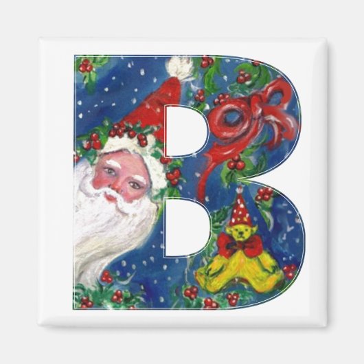 CHRISTMAS B-BRIEF / SANTA RED RIBBON MONOGRAM MAGNEET (Voorkant)