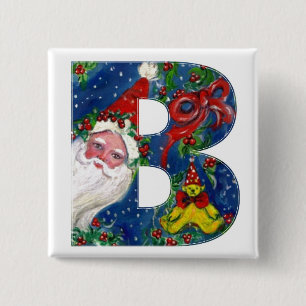 CHRISTMAS B-BRIEF / SANTA RED RIBBON MONOGRAM VIERKANTE BUTTON 5,1 CM