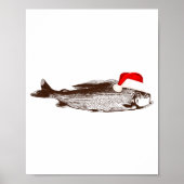 Christmas B Fishing Wearing Santa Hat  Poster (Voorkant)