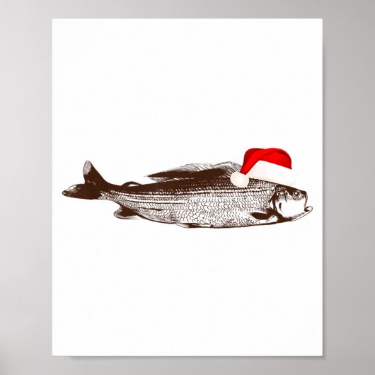 Christmas B Fishing Wearing Santa Hat Poster (Voorkant)