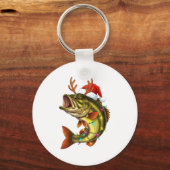 Christmas B Santa Hat With Lights Funny Fishing Xm Sleutelhanger (Voorkant)