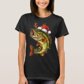 Christmas B Santa Hat With Lights Funny Fishing Xm T-shirt (Voorkant)
