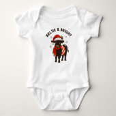 Christmas Baby Beltie Farmer Belted Galloway Cow Romper (Voorkant)