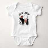 Christmas Baby Beltie Farmer Belted Galloway Cow Romper (Voorkant)