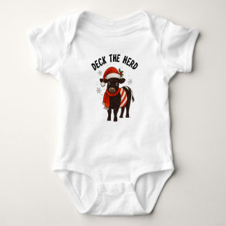 Christmas Baby Beltie Farmer Belted Galloway Cow Romper