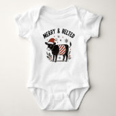 Christmas Baby Beltie Farmer Belted Galloway Cow Romper (Voorkant)