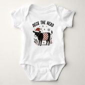 Christmas Baby Beltie Farmer Belted Galloway Cow Romper (Voorkant)