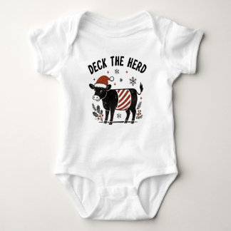Christmas Baby Beltie Farmer Belted Galloway Cow Romper