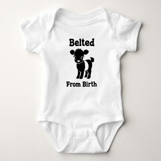 Christmas Baby Beltie Farmer Belted Galloway Cow Romper (Voorkant)