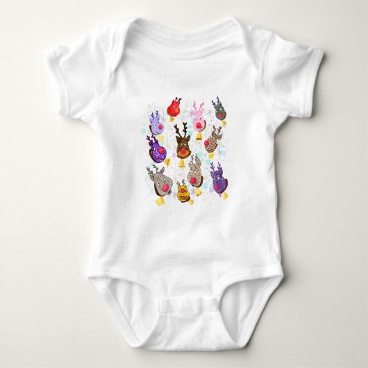 Christmas Baby Bodysuit Toy Deers with Bells (Voorkant)