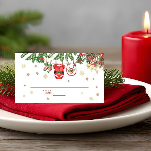 Christmas Baby Clothes Line Place Card Plaatskaartje