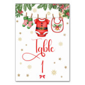 Christmas Baby Clothes Line Table Number Kaart (Achterkant)