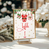 Christmas Baby Clothes Line Table Number Kaart