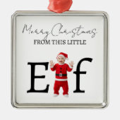 Christmas Baby Elf First Christmas Metalen Ornament (Voorkant)