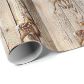 Christmas Baby Fawn Rustic Wood Cadeaupapier (Rol Hoek)