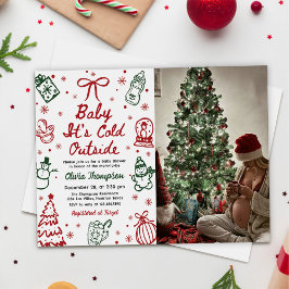 Christmas Baby It's Cold Outside Baby Shower Photo Kaart