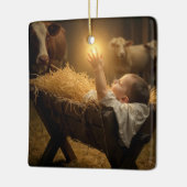 Christmas Baby Jesus In a Manger Keramisch Ornament (Links)
