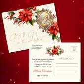 Christmas Baby Jesus Poinsettias Vrolijk Kerstfees Briefkaart
