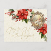Christmas Baby Jesus Poinsettias Vrolijk Kerstfees Briefkaart (Voorkant)