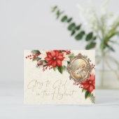 Christmas Baby Jesus Poinsettias Vrolijk Kerstfees Briefkaart (Staand voorkant)
