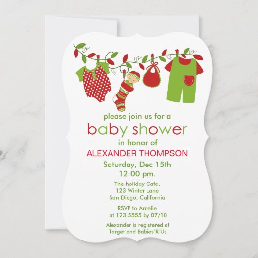 Christmas Baby Laundry Boy Baby shower Uitnodiging (Voorkant)