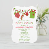 Christmas Baby Laundry Boy Baby shower Uitnodiging (Staand voorkant)