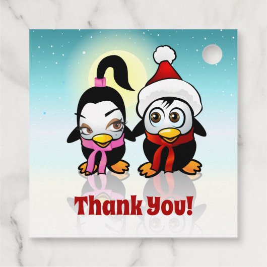 Christmas Baby Penguins Bedankjes Labels (Achterkant)