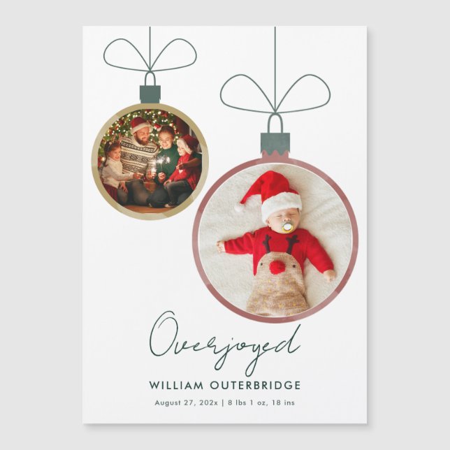 Christmas Baby Photo Birth Announcement Magnet (Voorkant)