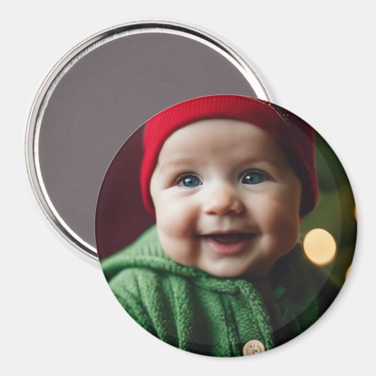 Christmas Baby Photo Template Ronde koelkast Magneet (Voorkant / Achterkant)