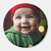 Christmas Baby Photo Template Ronde koelkast Magneet (Voorkant)