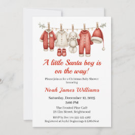 Christmas Baby shower Boy | Santa Baby Invitation Kaart