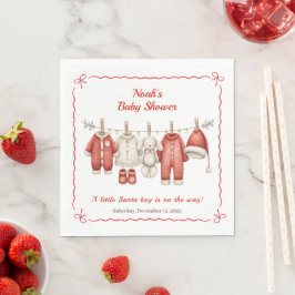 Christmas Baby Shower Boy | Santa Baby Red & White Servet