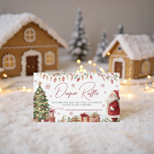 Christmas Baby Shower Diaper Raffle Card Informatiekaartje