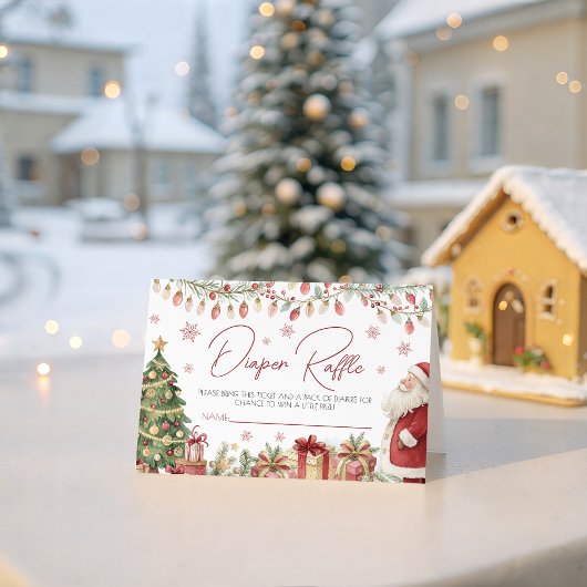 Christmas Baby Shower Diaper Raffle Card Informatiekaartje