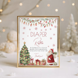 Christmas Baby Shower Diaper Raffle Sign Reclamebord Met Voetstuk
