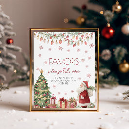 Christmas Baby Shower Favors Sign Reclamebord Met Voetstuk