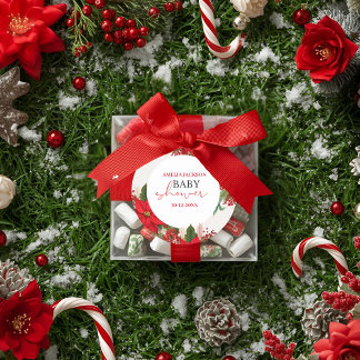 Christmas baby shower festive   ronde sticker