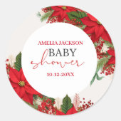 Christmas baby shower festive ronde sticker (Voorkant)