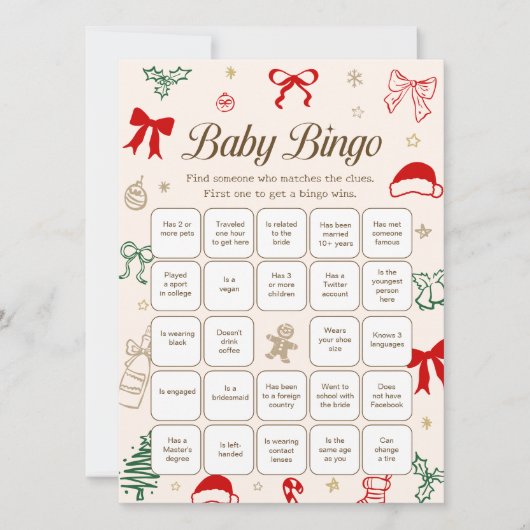 Christmas Baby Shower Find the Guest Downloadable Kaart (Voorkant)