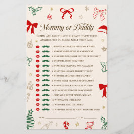 Christmas Baby Shower Guess Mommy or Daddy Game