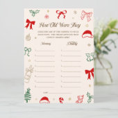 Christmas Baby Shower Guess the Age Game Card Kaart (Staand voorkant)