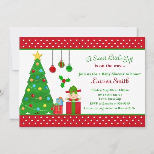 Christmas Baby shower Invitation Boy Girl Kaart (Voorkant)