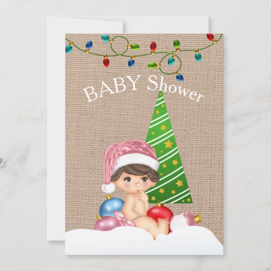 Christmas Baby shower Invitation Girl Kaart (Voorkant)